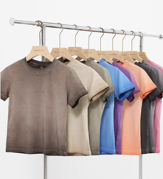 240GSM Women Distressed Dual-color Washed Cropped Tee