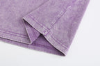 200GSM Vintage Snow Washed Tee - Purple Fabric, Stitching and Construction - Detail View