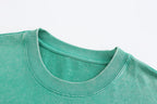 200GSM Vintage Snow Washed Tee - Seafoam Green Fabric, Stitching and Construction - Detail View