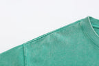 200GSM Vintage Snow Washed Tee - Seafoam Green Fabric, Stitching and Construction - Detail View