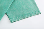 200GSM Vintage Snow Washed Tee - Seafoam Green Fabric, Stitching and Construction - Detail View