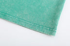 200GSM Vintage Snow Washed Tee - Seafoam Green Fabric, Stitching and Construction - Detail View