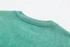 200GSM Vintage Snow Washed Tee - Seafoam Green Fabric, Stitching and Construction - Detail View