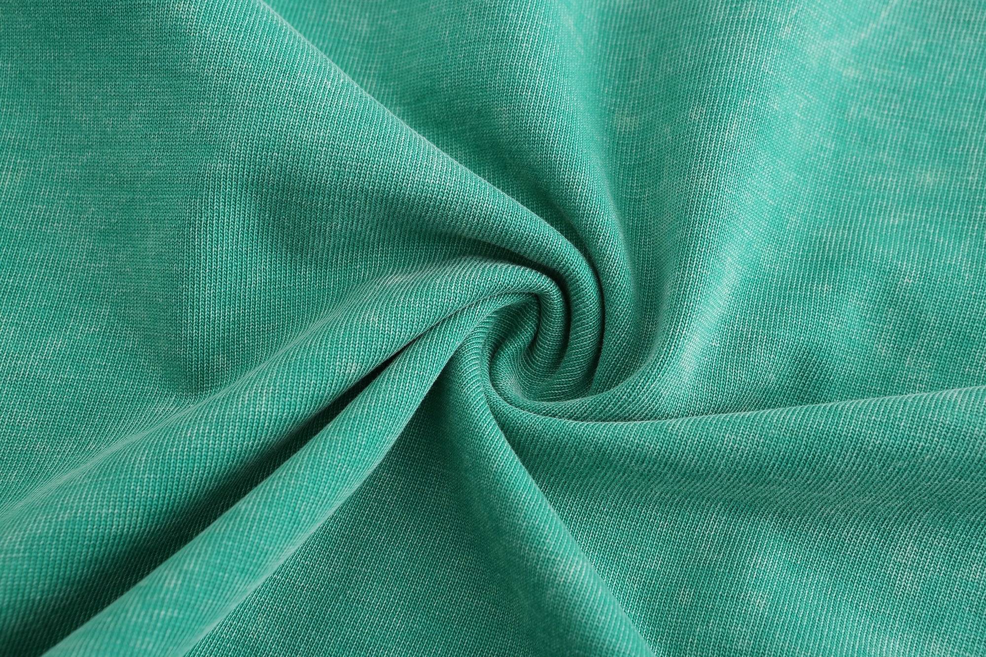 200GSM Vintage Snow Washed Tee - Seafoam Green Fabric, Stitching and Construction - Detail View