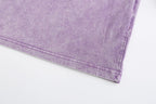 200GSM Vintage Snow Washed Tee - Purple Fabric, Stitching and Construction - Detail View