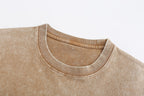 200GSM Vintage Snow Washed Tee - Almond Fabric, Stitching and Construction - Detail View