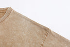 200GSM Vintage Snow Washed Tee - Almond Fabric, Stitching and Construction - Detail View