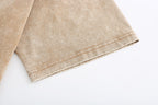 200GSM Vintage Snow Washed Tee - Almond Fabric, Stitching and Construction - Detail View