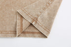 200GSM Vintage Snow Washed Tee - Almond Fabric, Stitching and Construction - Detail View