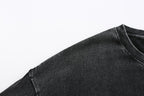 200GSM Vintage Snow Washed Tee - Black Fabric, Stitching and Construction - Detail View