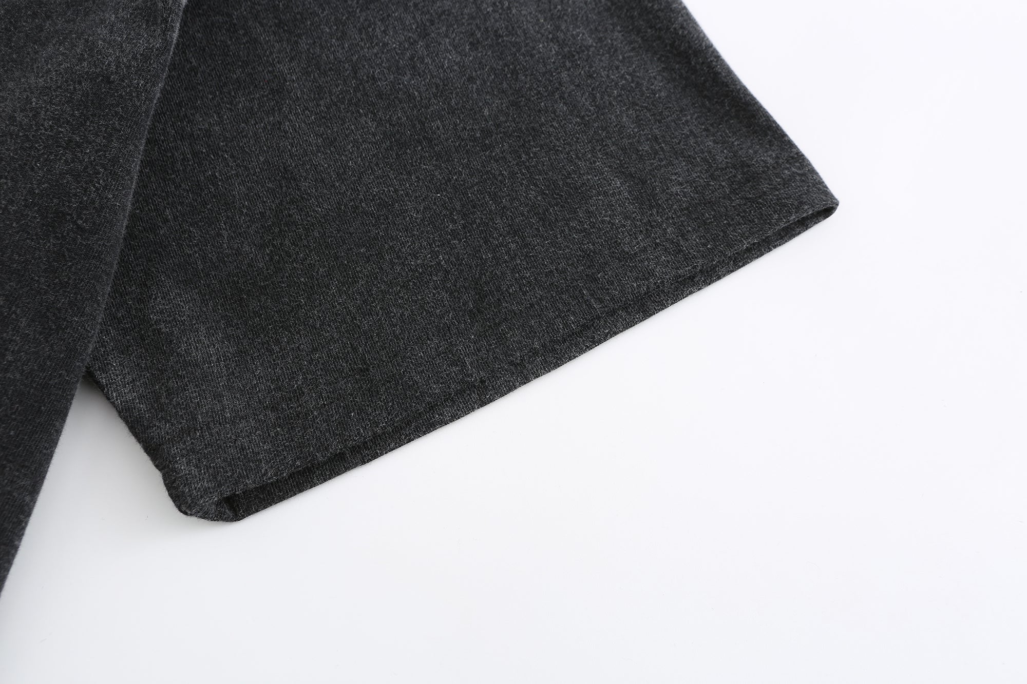 200GSM Vintage Snow Washed Tee - Black Fabric, Stitching and Construction - Detail View