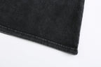 200GSM Vintage Snow Washed Tee - Black Fabric, Stitching and Construction - Detail View