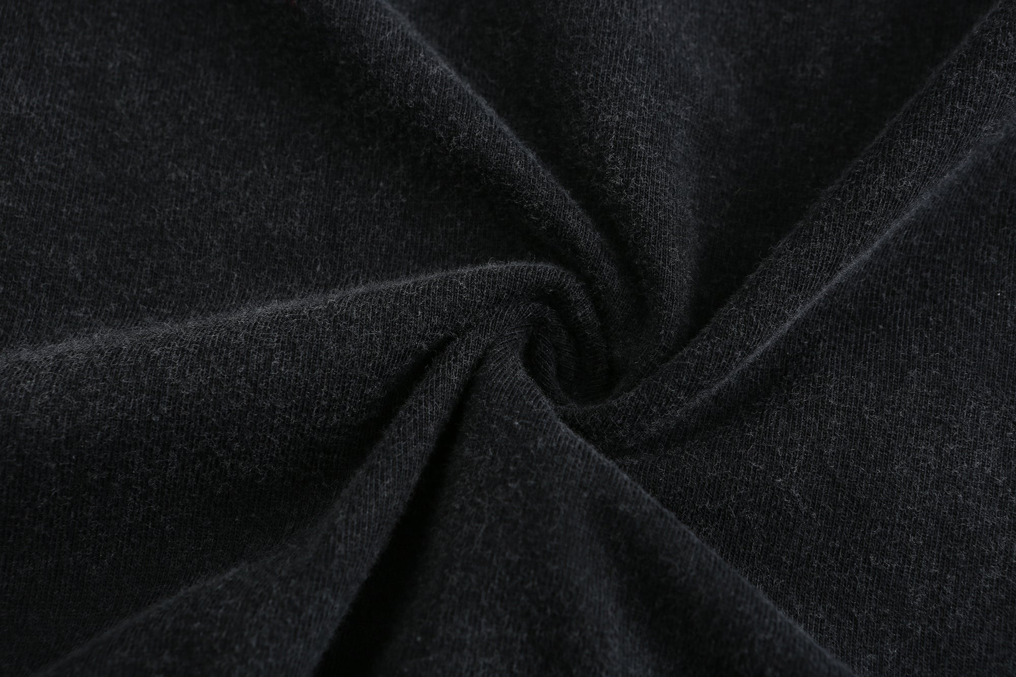 230GSM Vintage Snow Washed Tee - Black Fabric, Stitching and Construction - Detail View
