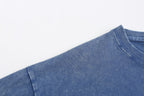 200GSM Vintage Snow Washed Tee - Steel Blue Fabric, Stitching and Construction - Detail View
