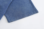 200GSM Vintage Snow Washed Tee - Steel Blue Fabric, Stitching and Construction - Detail View