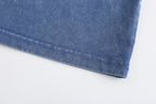 200GSM Vintage Snow Washed Tee - Steel Blue Fabric, Stitching and Construction - Detail View