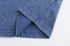200GSM Vintage Snow Washed Tee - Steel Blue Fabric, Stitching and Construction - Detail View