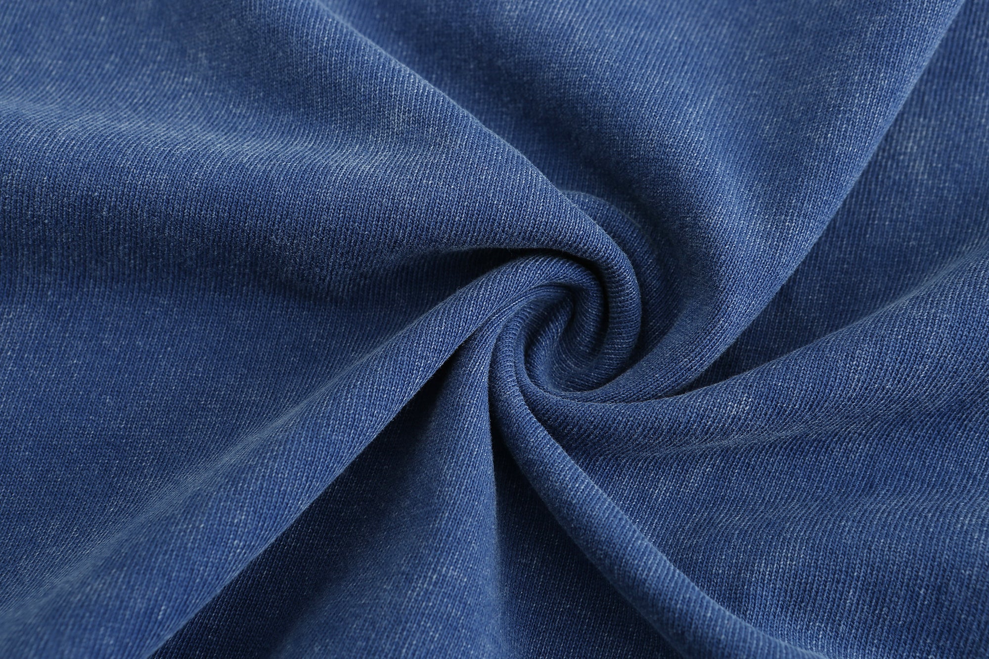 230GSM Vintage Snow Washed Tee - Steel Blue Fabric, Stitching and Construction - Detail View