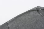 200GSM Vintage Snow Washed Tee - Gray Fabric, Stitching and Construction - Detail View