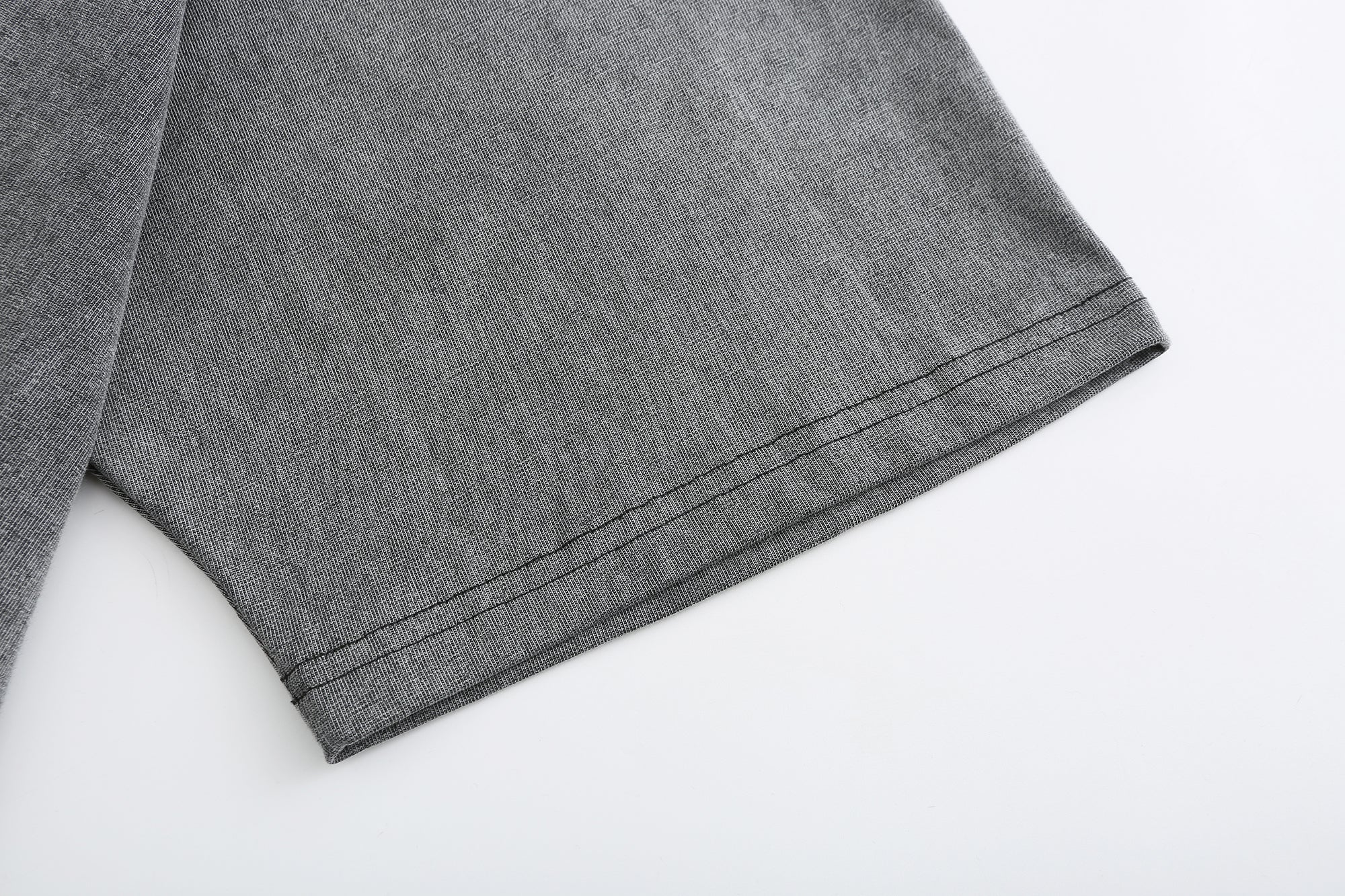 230GSM Vintage Snow Washed Tee - Gray Fabric, Stitching and Construction - Detail View