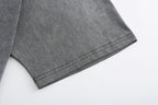 200GSM Vintage Snow Washed Tee - Gray Fabric, Stitching and Construction - Detail View