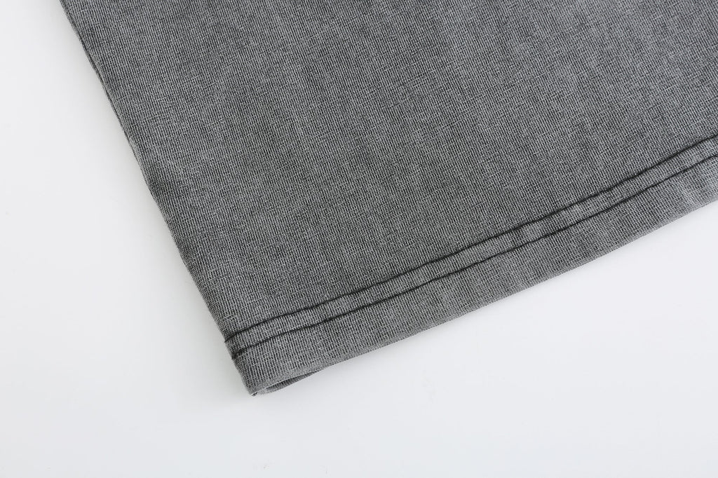 200GSM Vintage Snow Washed Tee - Gray Fabric, Stitching and Construction - Detail View