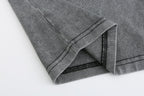 200GSM Vintage Snow Washed Tee - Gray Fabric, Stitching and Construction - Detail View