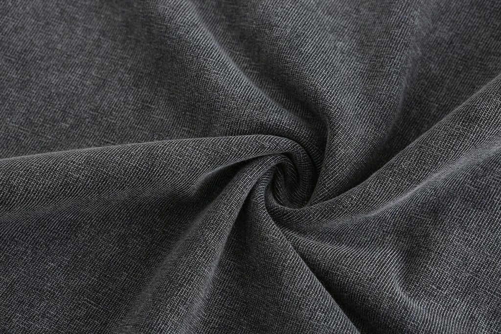 200GSM Vintage Snow Washed Tee - Black Fabric, Stitching and Construction - Detail View