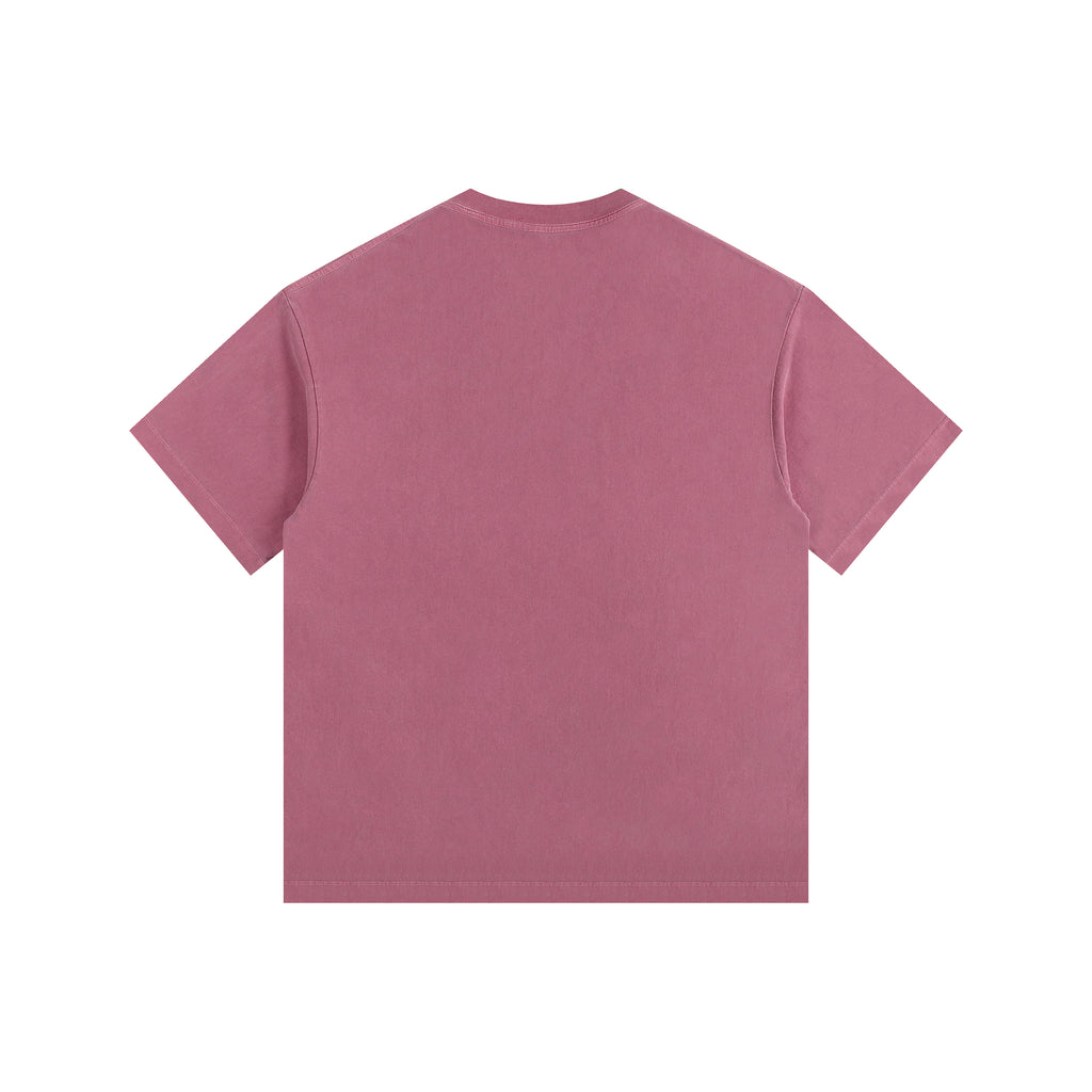 260GSM Pigment Dye Washed Tee - Ankara Red - Back View
