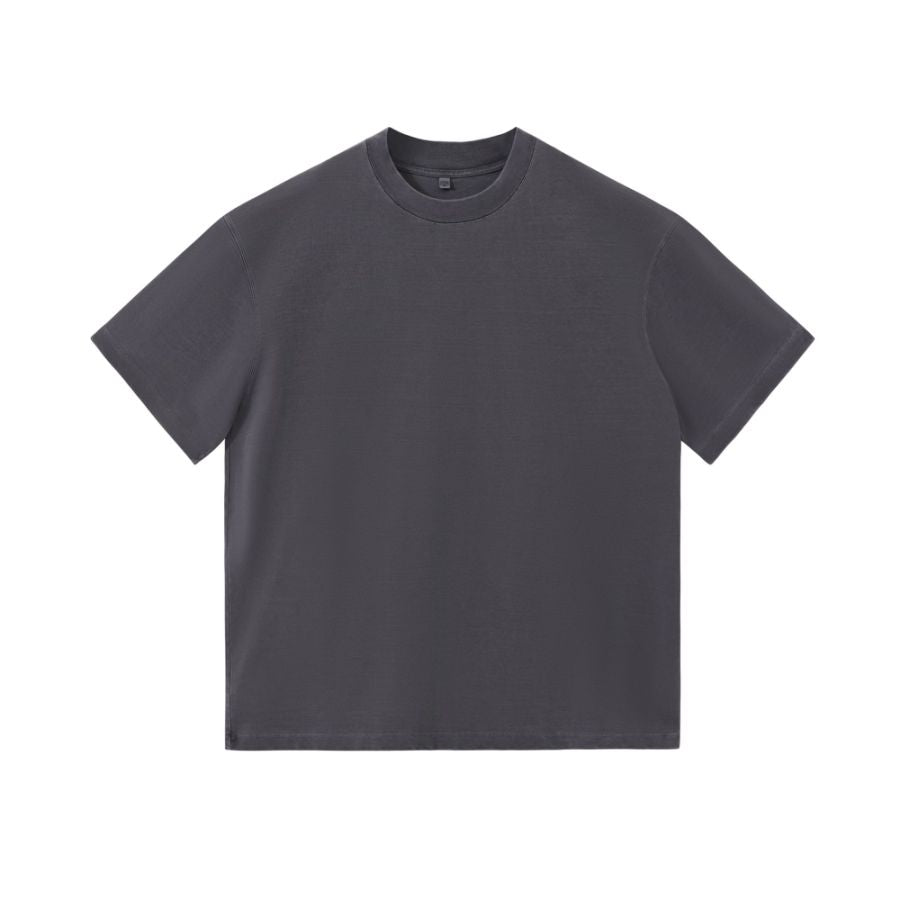 240GSM Women Pigment Dye Washed Cropped Tee - Dark Gray - Front View