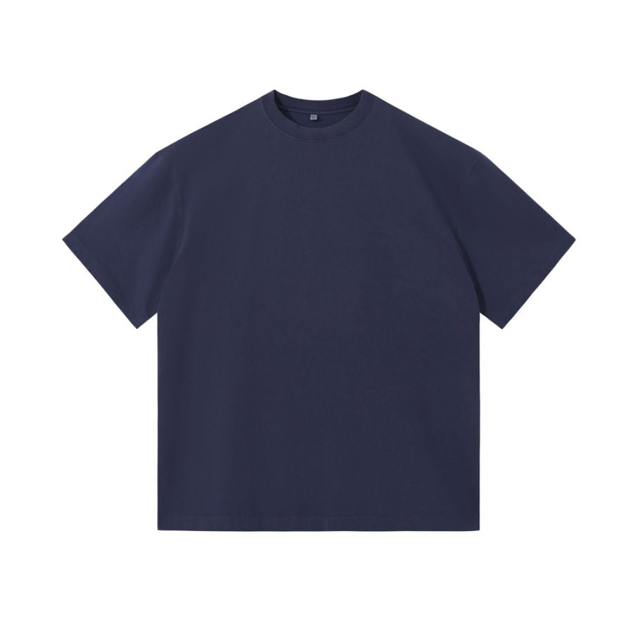 240GSM Women Pigment Dye Washed Cropped Tee - Denim Blue - Front View