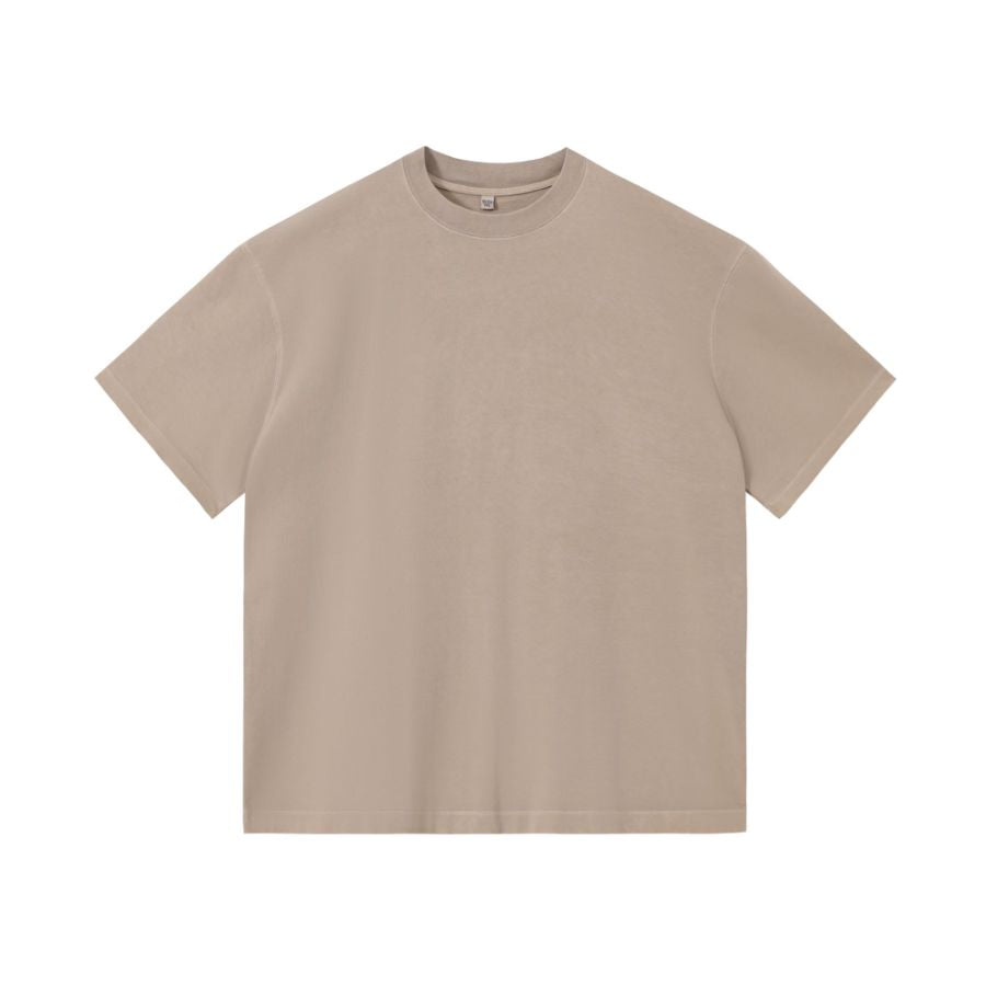 240GSM Women Pigment Dye Washed Cropped Tee - Khaki - Front View