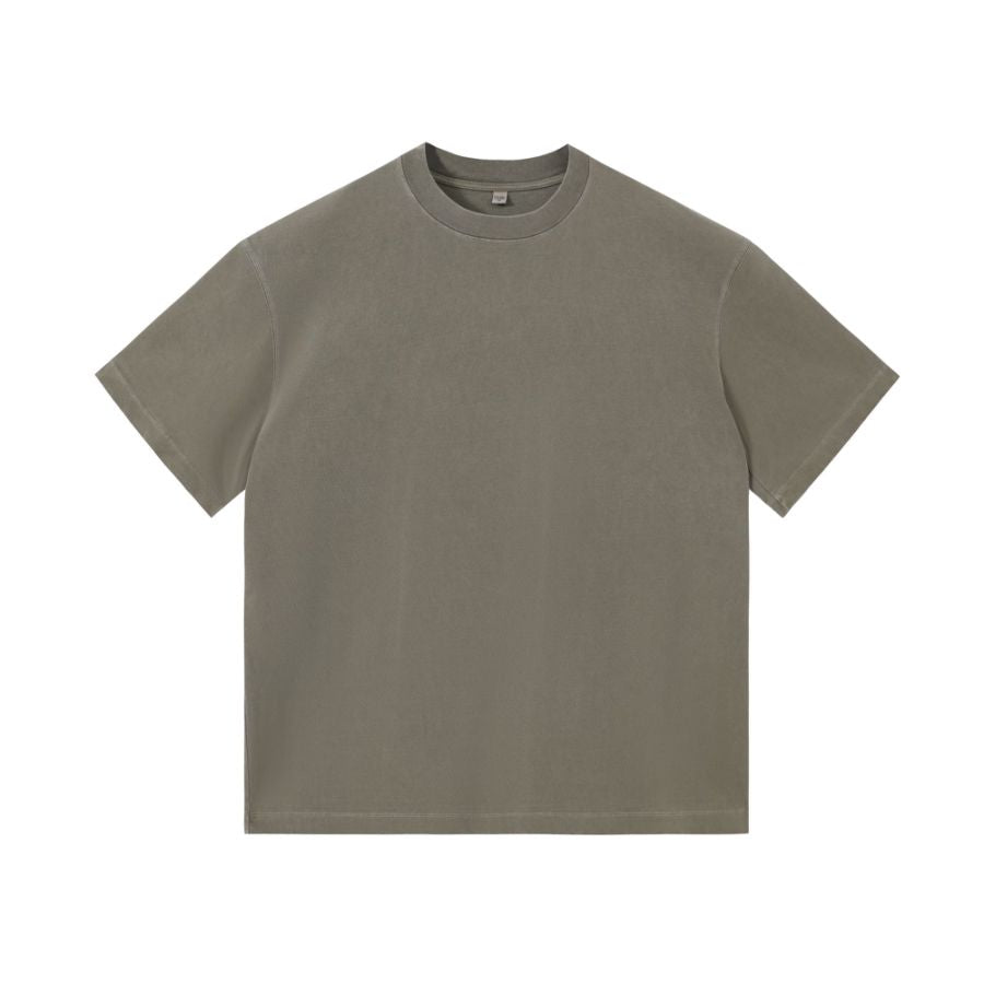 240GSM Women Pigment Dye Washed Cropped Tee - Navy Green - Front View