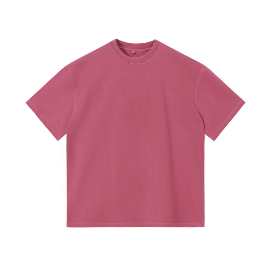 240GSM Women Distressed Pigment Dye Washed Cropped Tee - Ankara Red - Front View