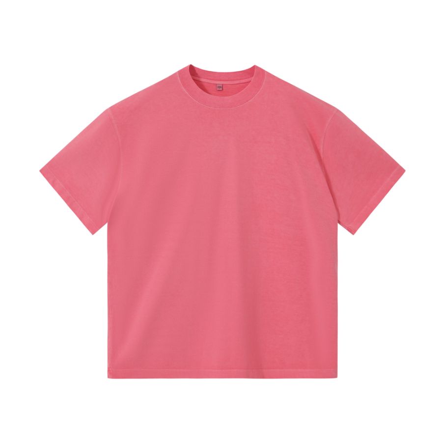 240GSM Women Distressed Pigment Dye Washed Cropped Tee - Juicy Red - Front View