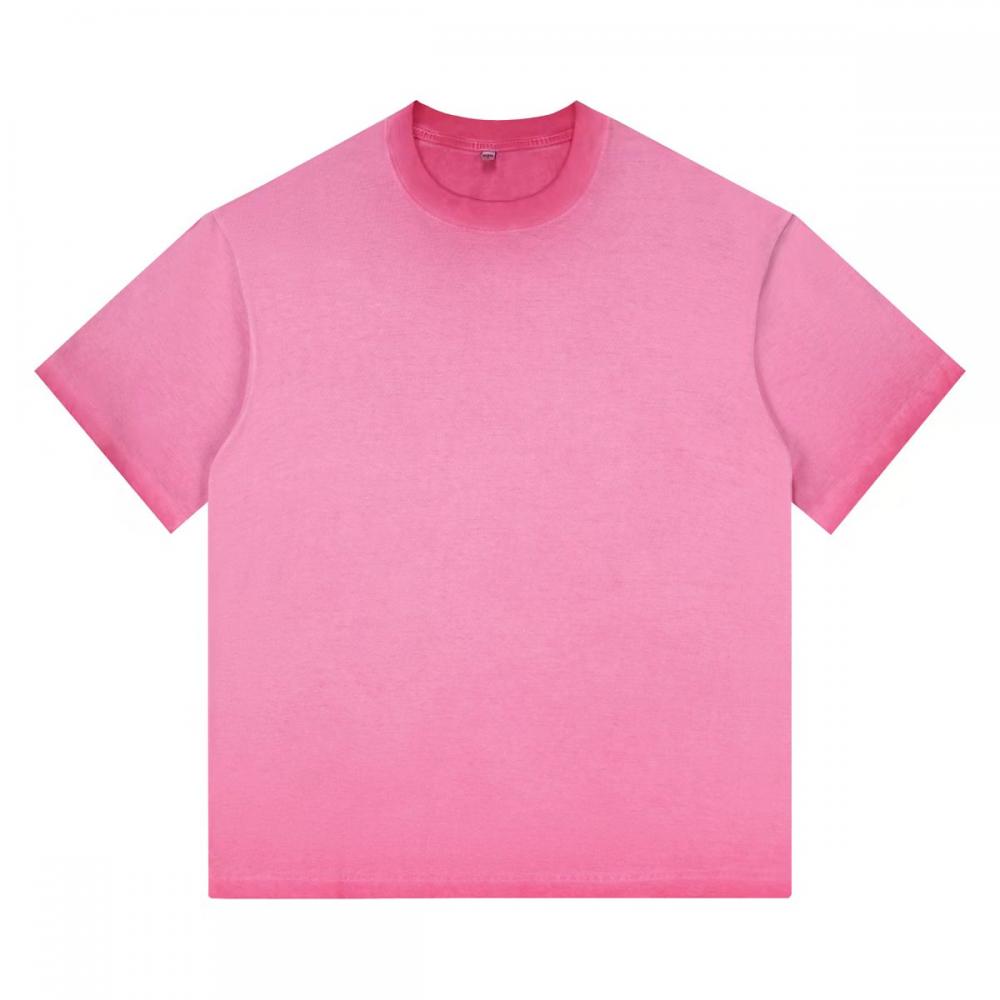 240GSM Women Distressed Ombre Washed Cropped Tee - Pink - Front View