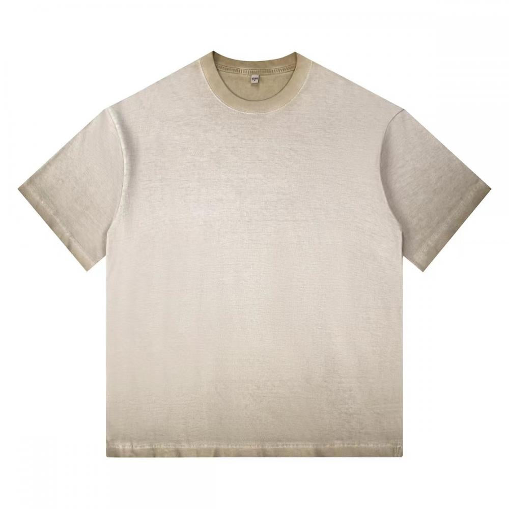 240GSM Women Distressed Ombre Washed Cropped Tee - Khaki - Front View