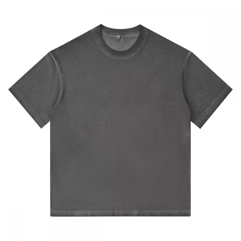 240GSM Women Distressed Ombre Washed Cropped Tee - Black - Front View
