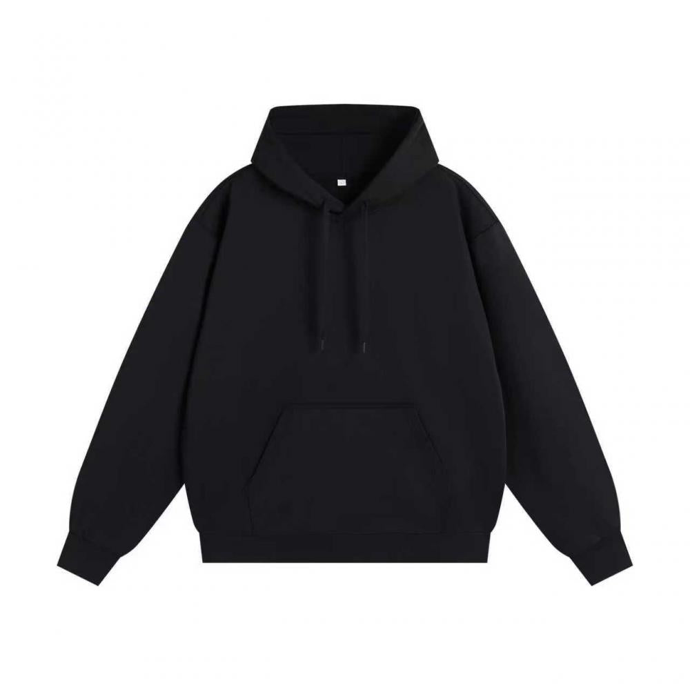 300GSM Solid Color Hoodie - Black - Front View