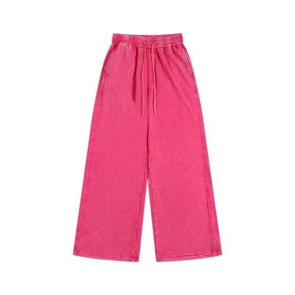 350GSM Heavyweight Snow Washed Straight-Leg Sweatpants - Juicy Red - Front View