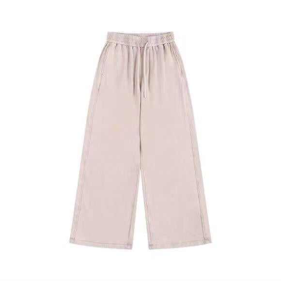 350GSM Heavyweight Snow Washed Straight-Leg Sweatpants - White - Front View