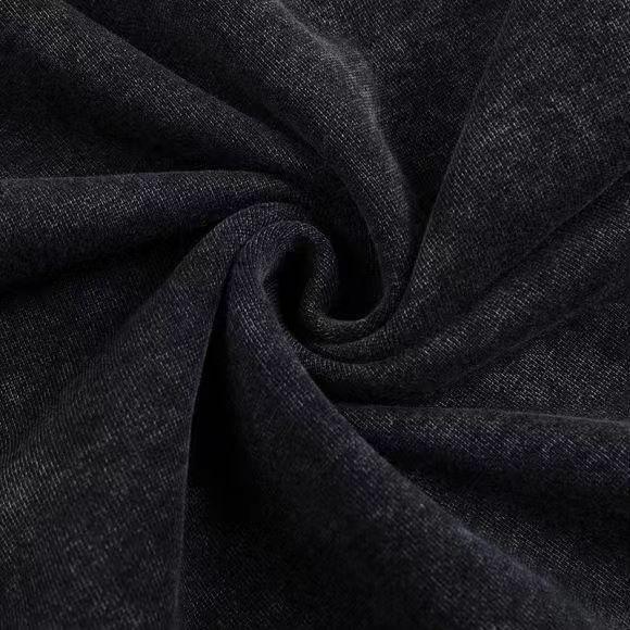 350GSM Heavyweight Snow Washed Straight-Leg Sweatpants - Black Fabric, Stitching and Construction - Detail View