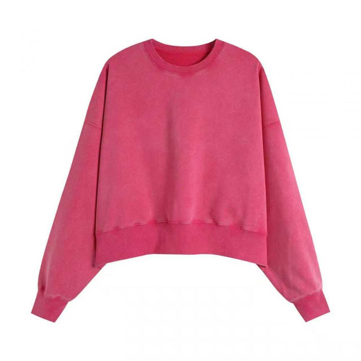 400GSM Women Washed Drop shoulder Cropped Crewneck