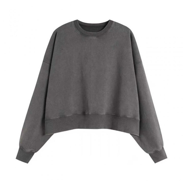 400GSM Women Washed Drop shoulder Cropped Crewneck