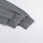 350GSM Snow Washed Pullover Hoodie - Gray Fabric, Stitching and Construction - Detail View