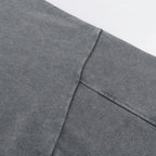 350GSM Snow Washed Pullover Hoodie - Gray Fabric, Stitching and Construction - Detail View