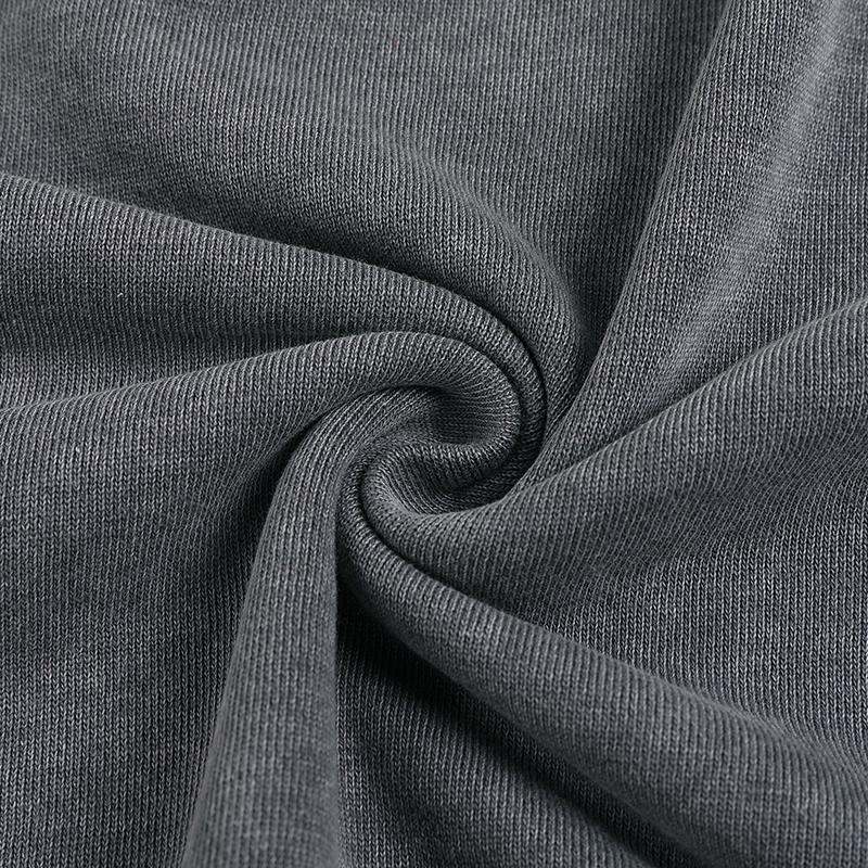 350GSM Snow Washed Pullover Hoodie - Gray Fabric, Stitching and Construction - Detail View