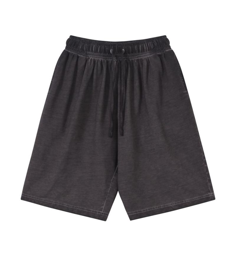 320GSM Ombre Washed Shorts - Black - Front View