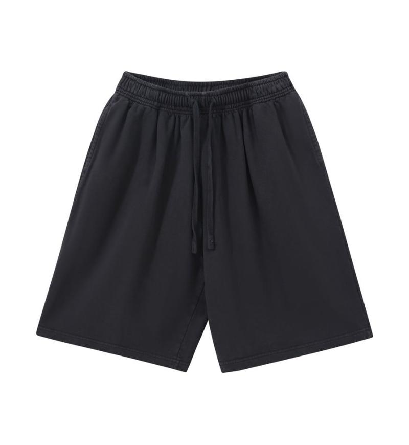320GSM Pigment Dye Washed Shorts - Black - Front View