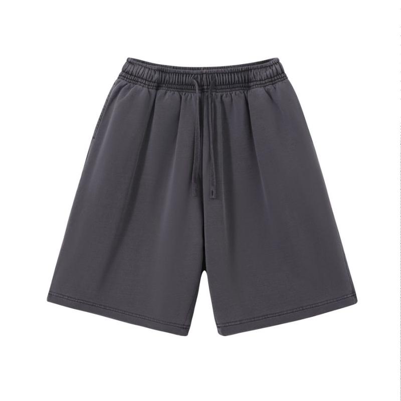 320GSM Pigment Dye Washed Shorts - Dark Gray - Front View